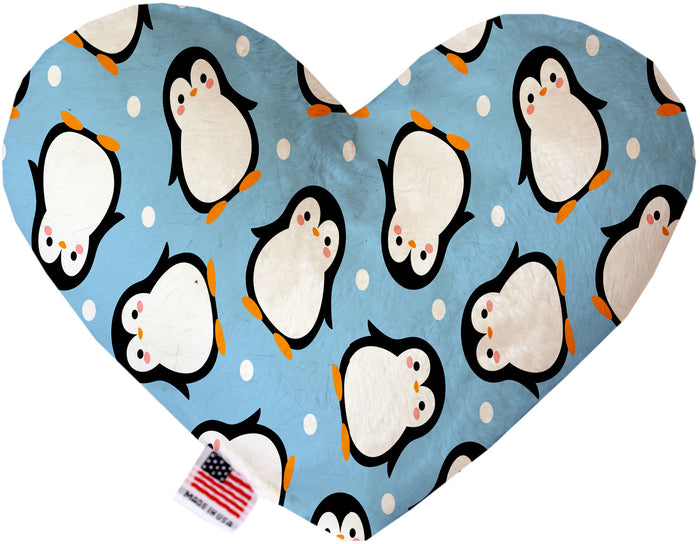 Penguins on Blue Heart Dog Toy