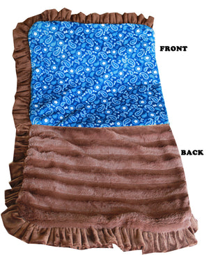 Luxurious Plush Pet Blanket - Blue Western