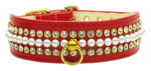 Mini Pearl 3 Row Pearl and Jewel Dog Collar