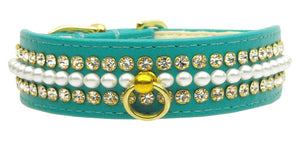 Mini Pearl 3 Row Pearl and Jewel Dog Collar